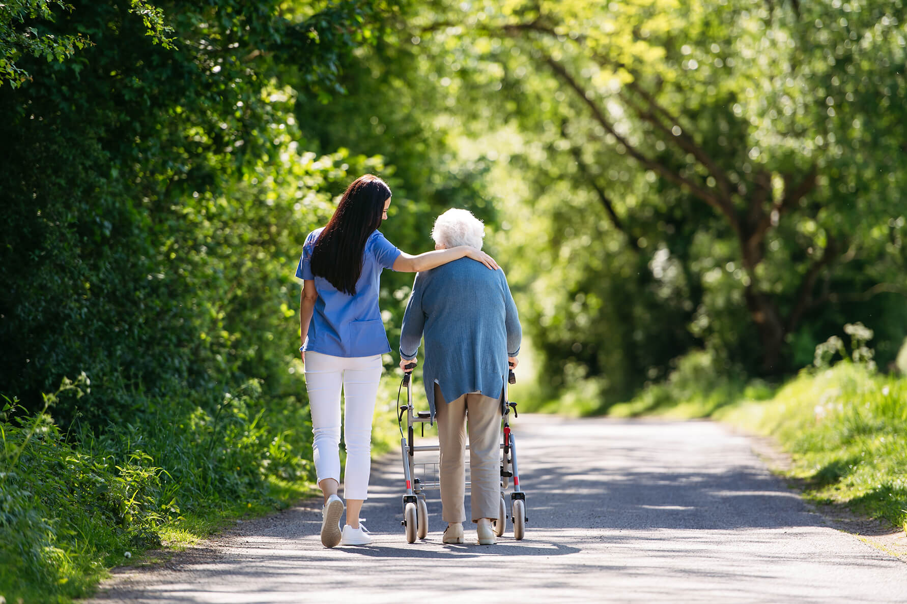 Old lady with carer